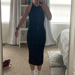 Old Navy Ribbed Black Midi Dress
